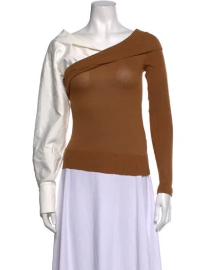 Pre-owned Adeam Off-the-shoulder Long Sleeve Top In Brown