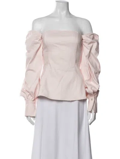 Pre-owned Adeam Off-the-shoulder Long Sleeve Top In Pink