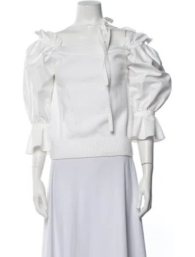 Pre-owned Adeam Off-the-shoulder Long Sleeve Top In White