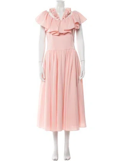 Pre-owned Adeam Off-the-shoulder Midi Length Dress In Pink