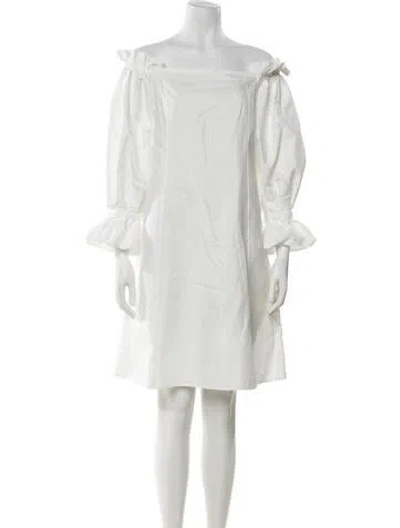 Pre-owned Adeam Off-the-shoulder Mini Dress In White
