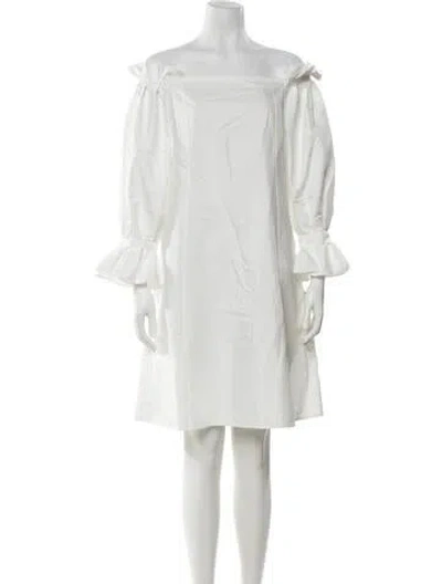 Pre-owned Adeam Off-the-shoulder Mini Dress In White