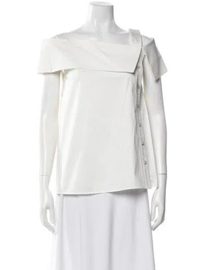 Pre-owned Adeam Off-the-shoulder Short Sleeve Blouse W/ Tags In White