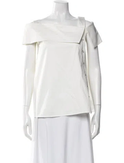 Pre-owned Adeam Off-the-shoulder Short Sleeve Blouse W/ Tags In White