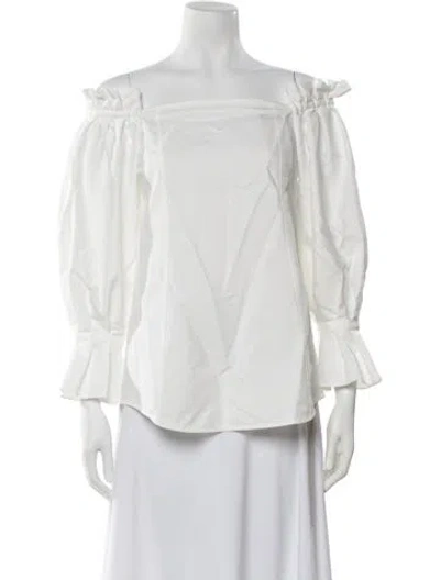 Pre-owned Adeam Off-the-shoulder Three-quarter Sleeve Blouse In Neutral