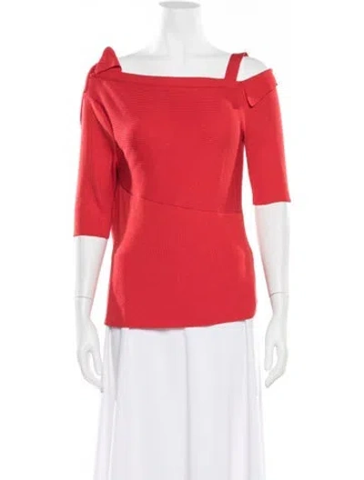 Pre-owned Adeam Off-the-shoulder Three-quarter Sleeve Top In Red