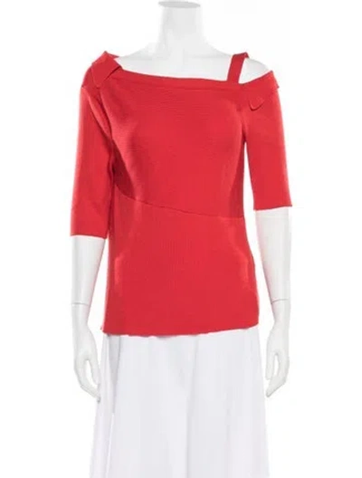 Pre-owned Adeam Off-the-shoulder Three-quarter Sleeve Top In Red