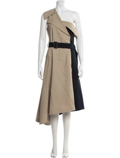 Pre-owned Adeam One-shoulder Midi Length Dress In Neutral