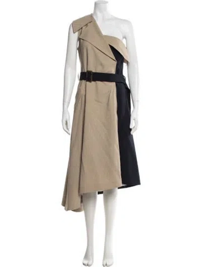 Pre-owned Adeam One-shoulder Midi Length Dress In Neutral
