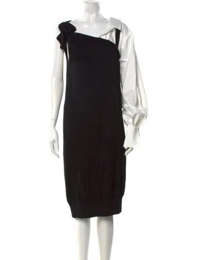 Pre-owned Adeam One-shoulder Midi Length Dress W/ Tags In Black