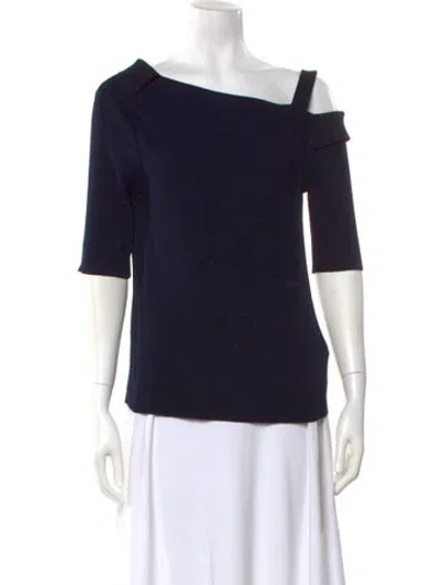 Pre-owned Adeam One-shoulder Three-quarter Sleeve Top W/ Tags In Blue