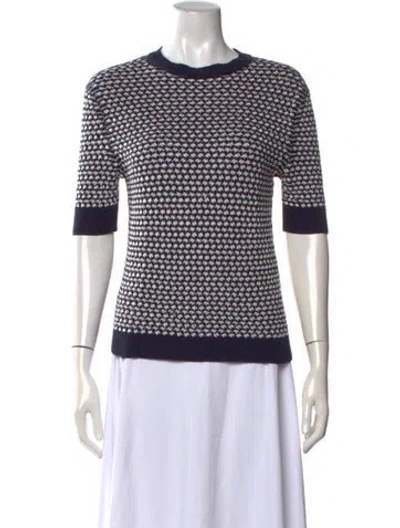 Pre-owned Adeam Patterned Crew Neck Top In Blue