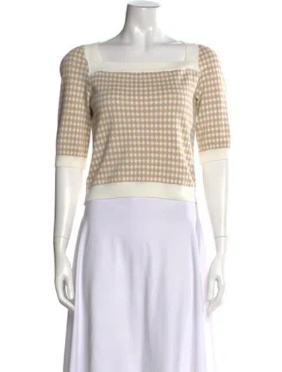 Pre-owned Adeam Patterned Square Neckline Top In Brown/neutrals