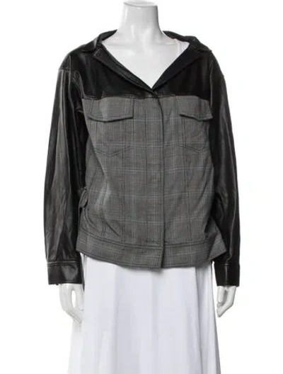 Pre-owned Adeam Plaid Print Jacket In Gray
