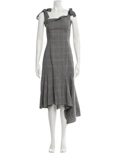 Pre-owned Adeam Plaid Print Long Dress In Gray
