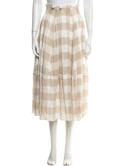 Pre-owned Adeam Plaid Print Midi Length Skirt In Neutrals