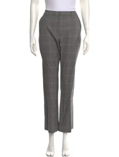 Pre-owned Adeam Plaid Print Straight Leg Pants In Gray