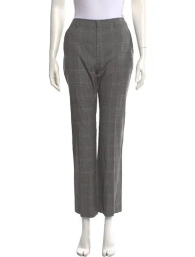 Pre-owned Adeam Plaid Print Straight Leg Pants In Gray
