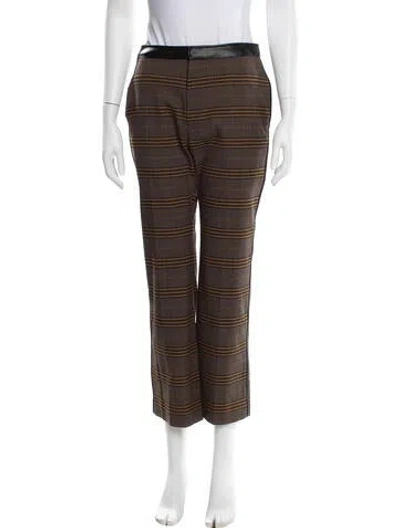 Pre-owned Adeam Plaid Print Wide Leg Pants In Brown