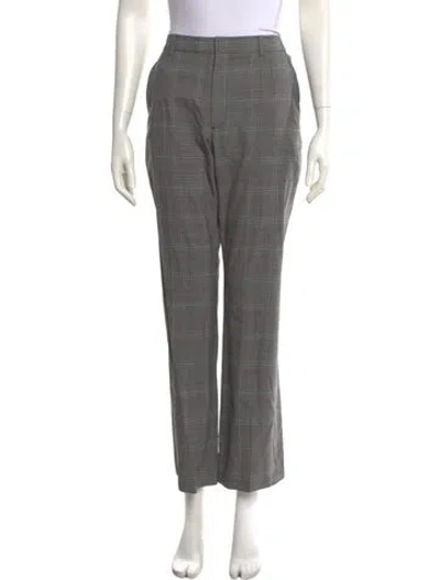 Pre-owned Adeam Plaid Print Wide Leg Pants In Gray