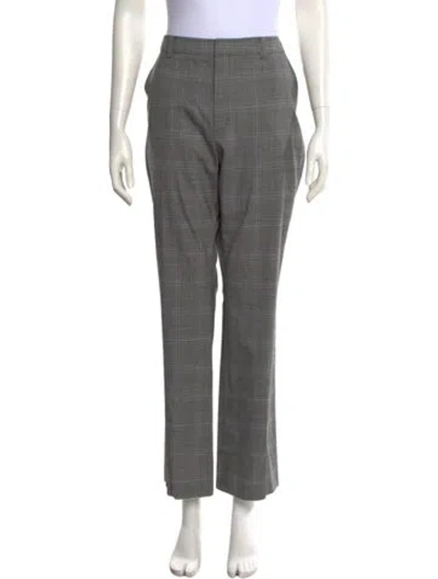Pre-owned Adeam Plaid Print Wide Leg Pants In Gray