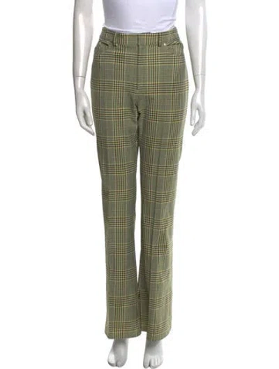 Pre-owned Adeam Plaid Print Wide Leg Pants In Yellow
