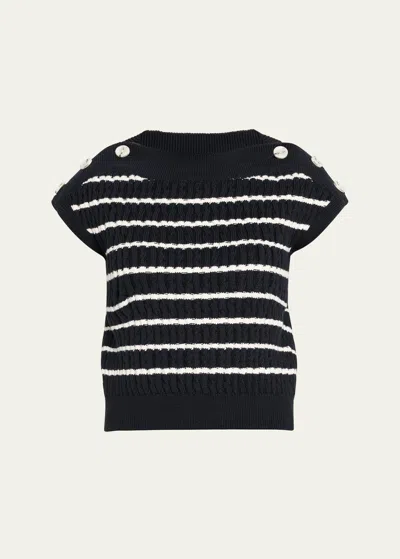 Adeam Portofino Knit Sweater With Button Detail In Black