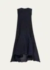 Adeam Sera Crinkle High-low Dress In Midnight