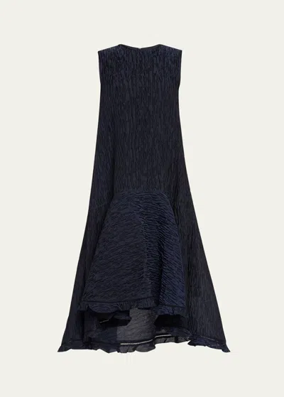 Adeam Sera Crinkle High-low Dress In Midnight