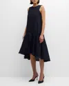 Adeam Sera Crinkle High-low Dress In Midnight
