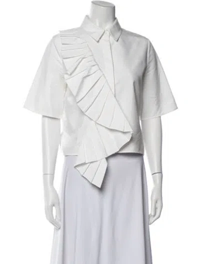 Pre-owned Adeam Short Sleeve Blouse In White