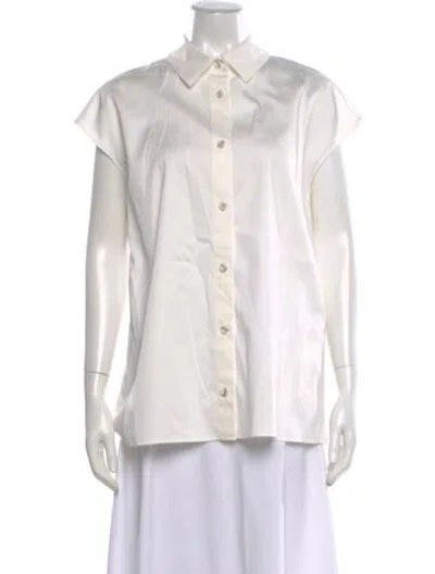 Pre-owned Adeam Short Sleeve Button-up Top In White