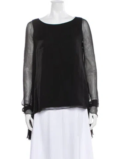 Pre-owned Adeam Silk Crew Neck Blouse In Black