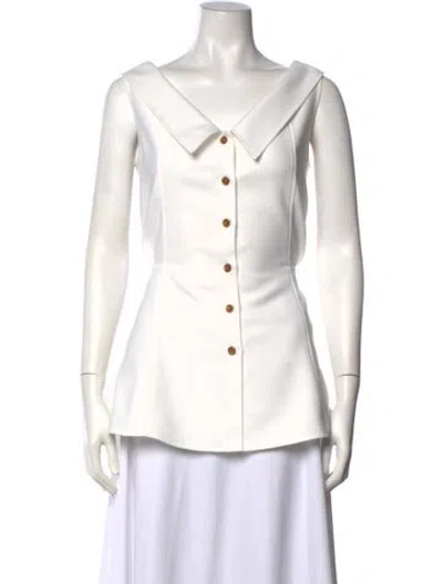 Pre-owned Adeam Sleeveless Button-up Top In Neutrals