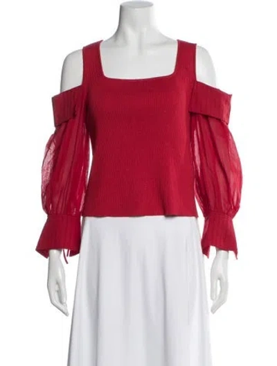 Pre-owned Adeam Square Neckline Long Sleeve Top In Red