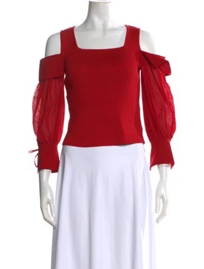 Pre-owned Adeam Square Neckline Long Sleeve Top W/ Tags In Red