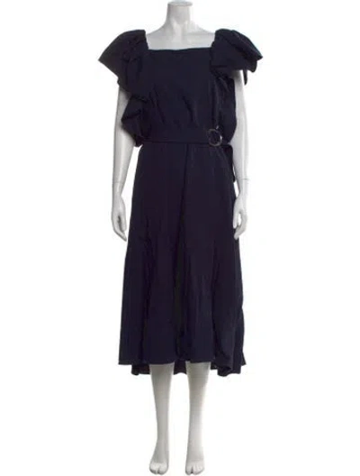 Pre-owned Adeam Square Neckline Midi Length Dress In Blue