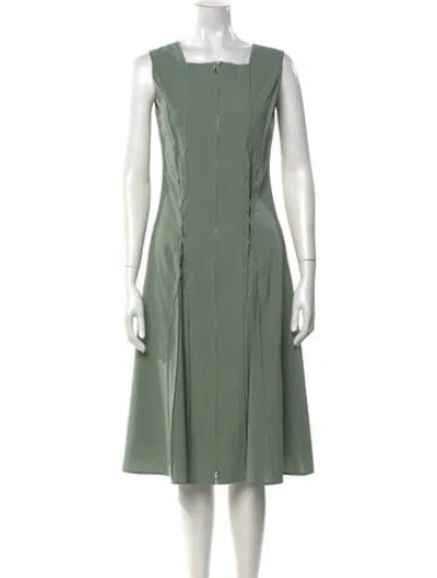 Pre-owned Adeam Square Neckline Midi Length Dress In Green