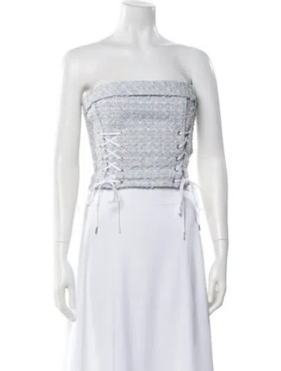 Pre-owned Adeam Strapless Crop Top In Blue