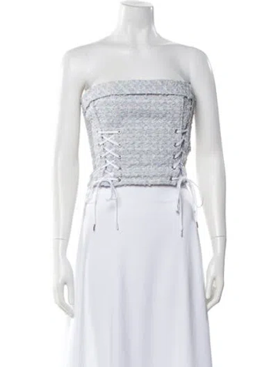 Pre-owned Adeam Strapless Crop Top In Blue