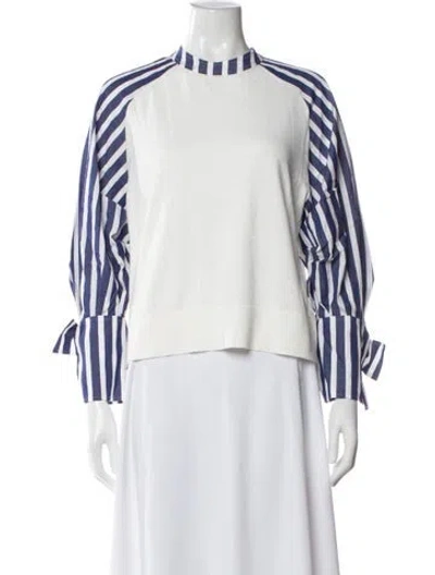 Pre-owned Adeam Striped Crew Neck Top W/ Tags In Blue/white