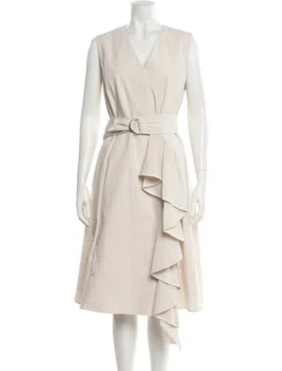 Pre-owned Adeam Striped Long Dress In Neutral