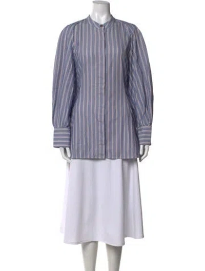 Pre-owned Adeam Striped Long Sleeve Top In Blue