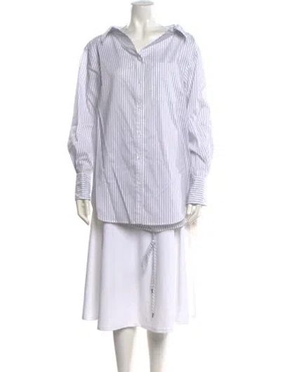 Pre-owned Adeam Striped Long Sleeve Tunic In White
