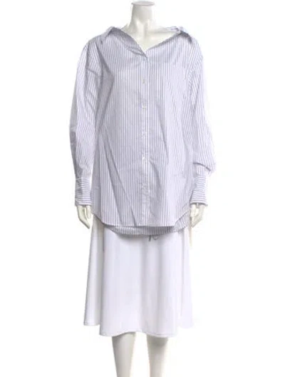 Pre-owned Adeam Striped Long Sleeve Tunic In White
