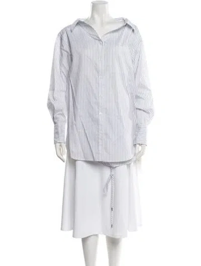 Pre-owned Adeam Striped Long Sleeve Tunic In White