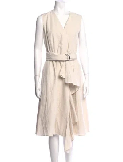 Pre-owned Adeam Striped Midi Length Dress In Neutral