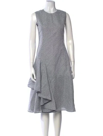 Pre-owned Adeam Striped Midi Length Dress W/ Tags In Silver