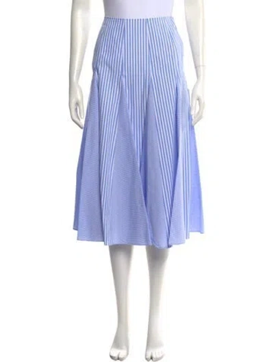 Pre-owned Adeam Striped Midi Length Skirt In Blue