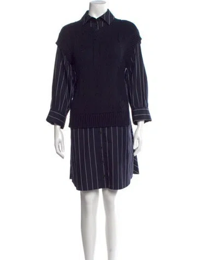 Pre-owned Adeam Striped Mini Dress In Blue
